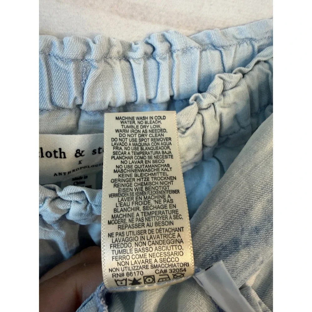 Cloth & Stone Anthropologie Acid Wash Tencel Cami Ruffle Tank Top Blue Small - Picture 5 of 6